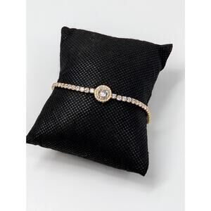 925 Gold Tone CZ Lariat Bolo Tennis Bracelet Adjustable FZN‎